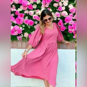 Nursing Queen Midi-Length Nursing Dress- Vintage Rose 2.0 - XS (2/4) Pink